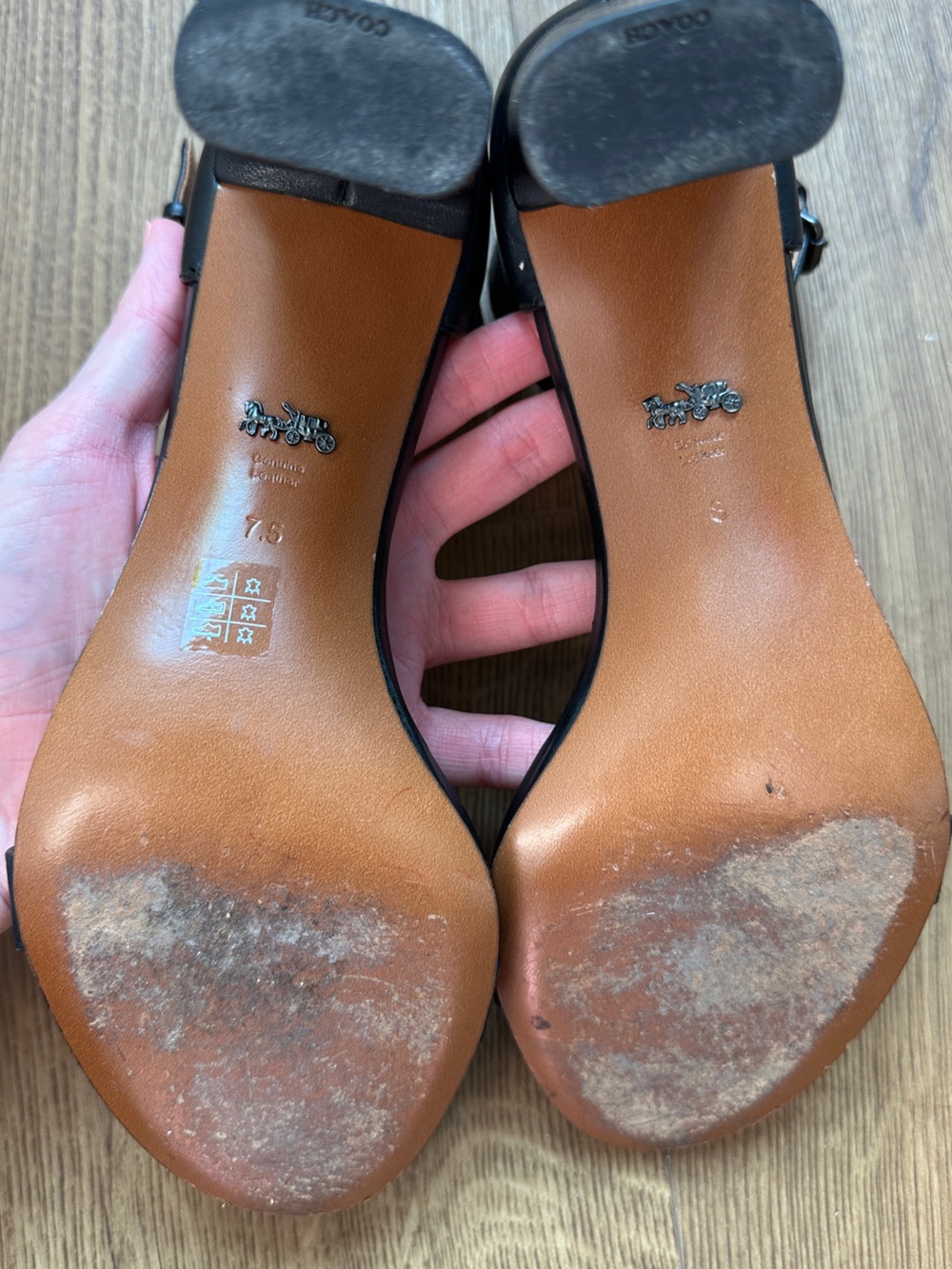 Coach Black Ankle-Strap Block Heel Sandals - Size 7.5/Size 8 - Picture 5 of 12